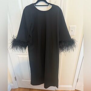 Tuckernuck Black Midi Dress with Feather Cuffs